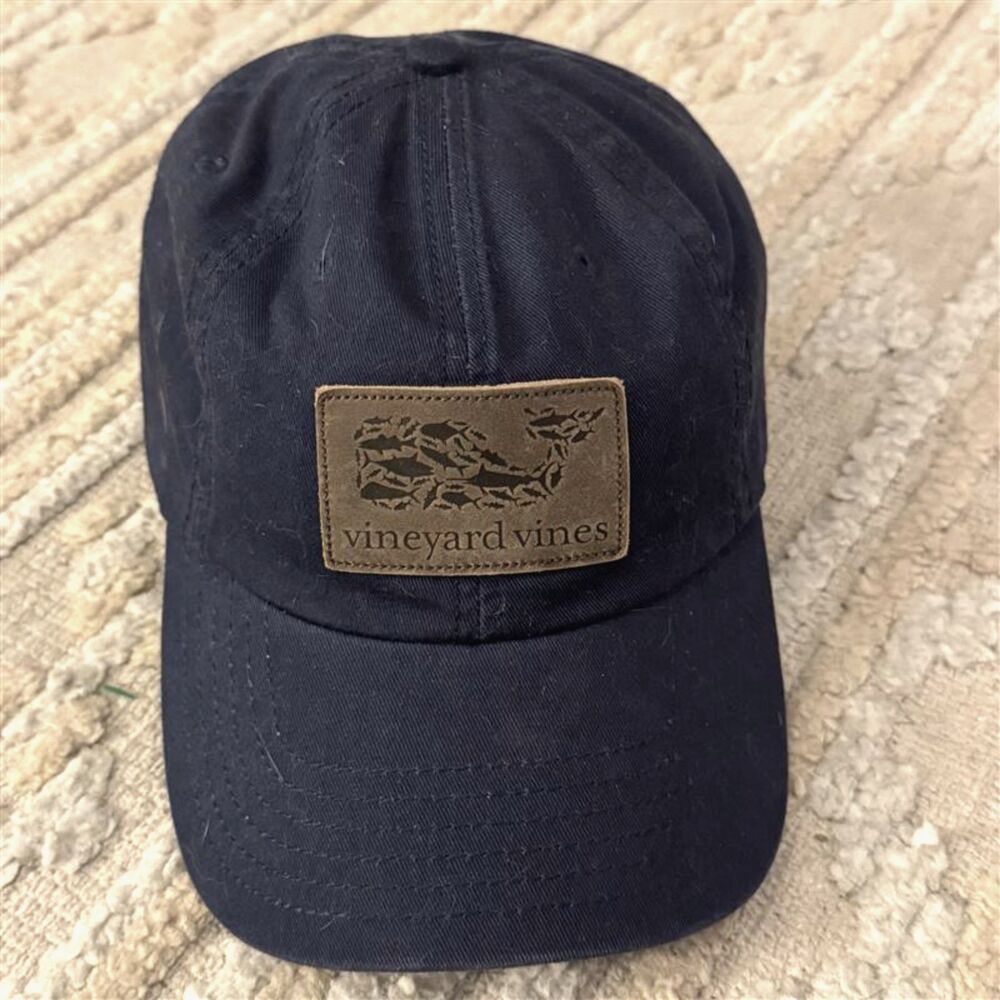 Vineyard Vines Navy Leather Patch Baseball Cap Hat